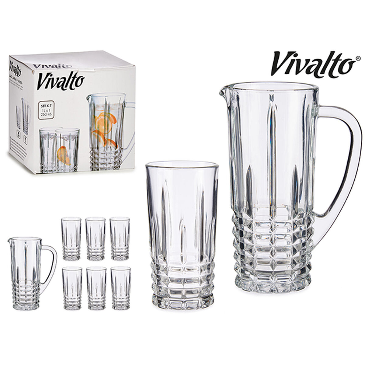 Set kruik en glazen Vivalto 41053 Transparant Glas 250 ml